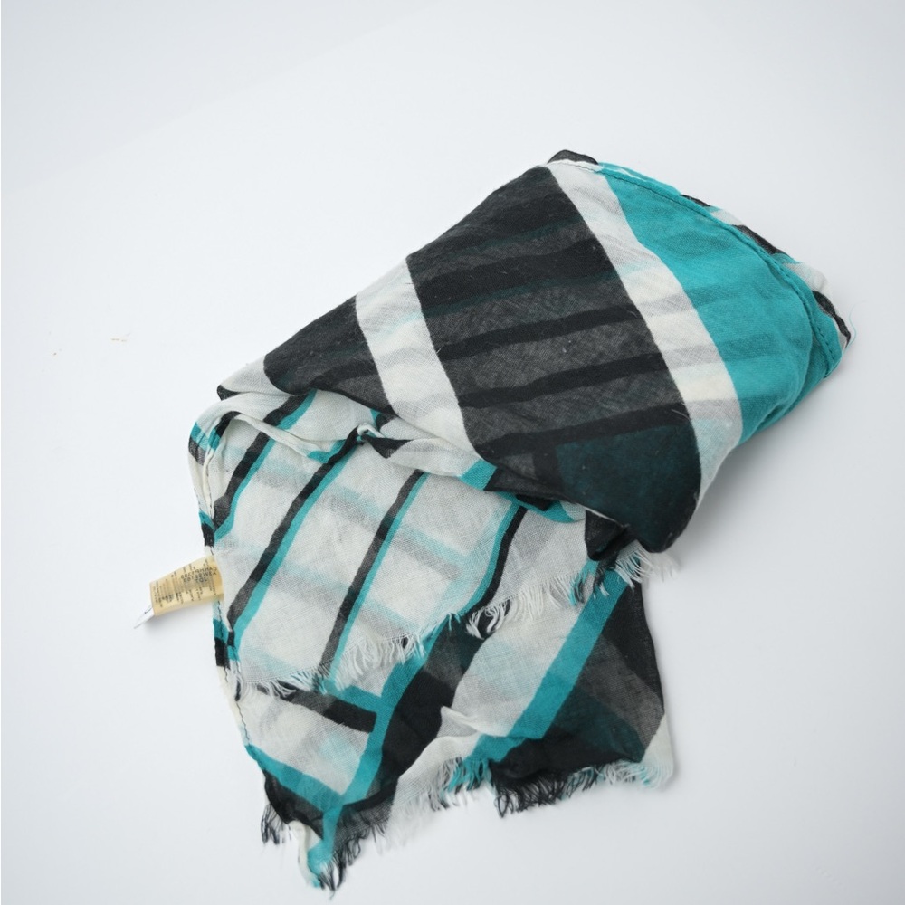 ANNE KLEEIN Striped Black, Teal, & Cream Scarf